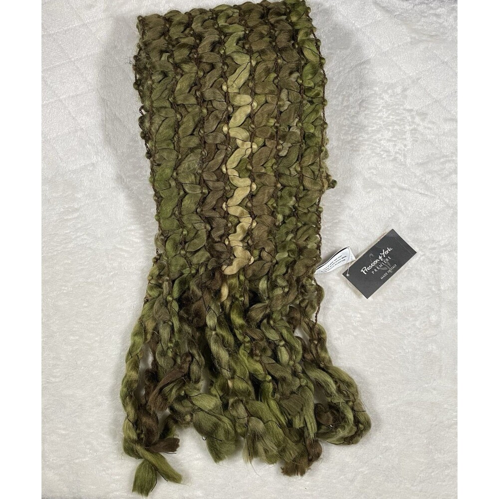 Premier Preston & York Scarf Braided Fringe Made in Italy Earth Tones Minimalist